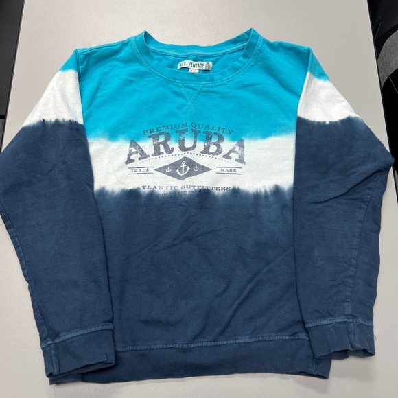 Aruba Tie Dye Graphic Crewneck Sweatshirt Atlantic Outfitters Size S Long Sleeve - Picture 1 of 5